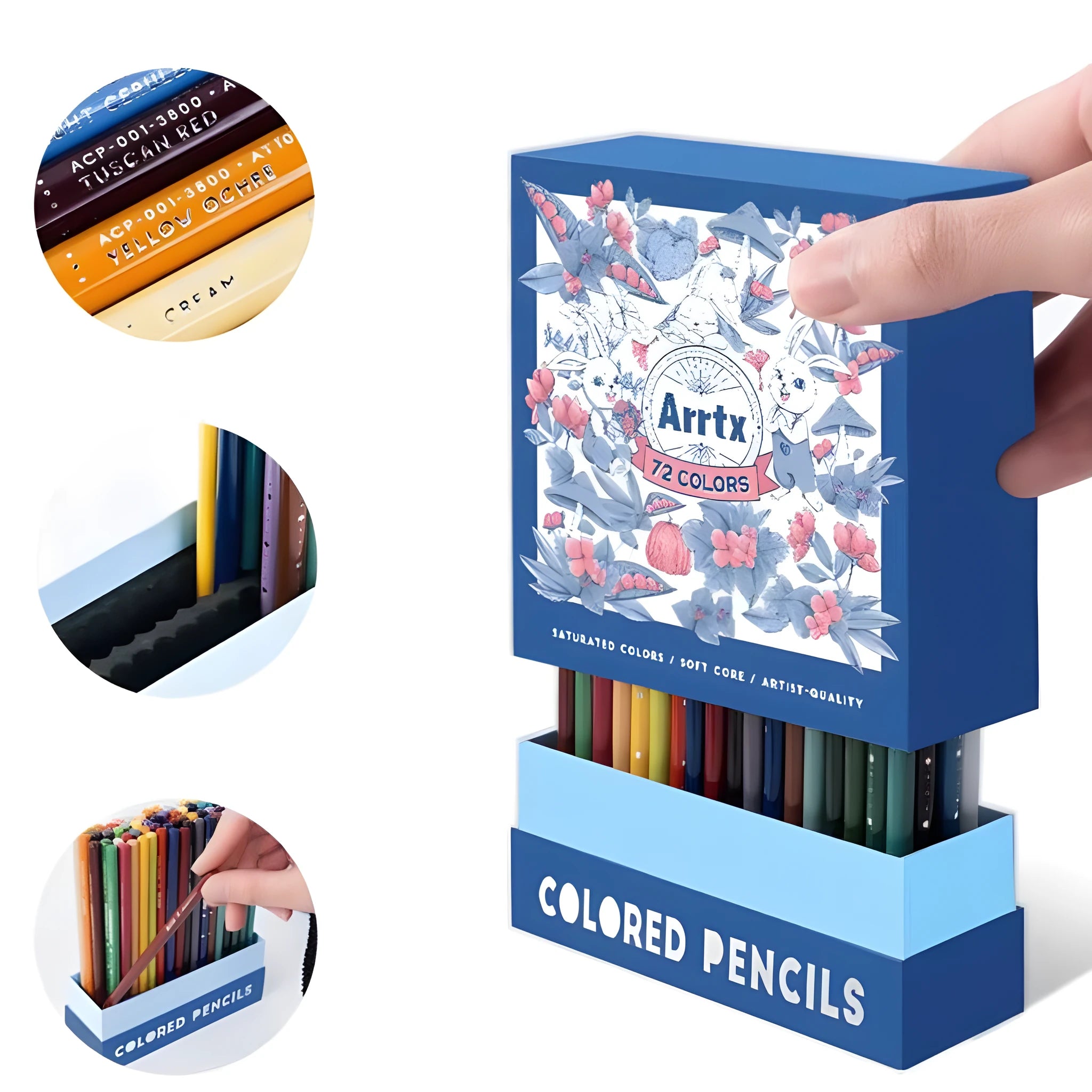 Art supplies colour pencil set with basswood penholder in boxed packaging, available in 72 or 126 colour options