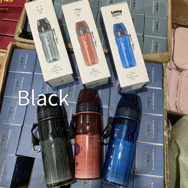 Chinese style sports water bottle with removable tea infuser compartment in blue, red, black or grey.