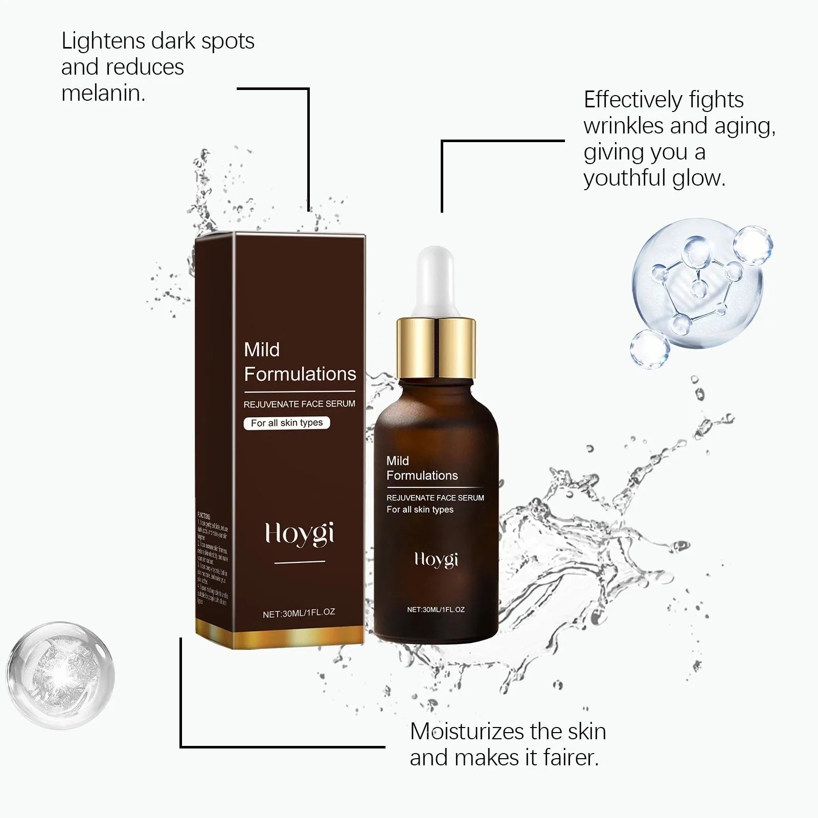 30ml bottle of facial skin care essence with arbutin and collagen
