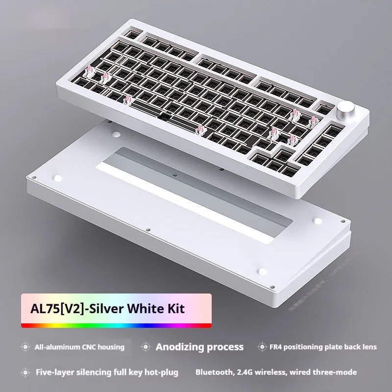 Heiji Snake aluminum mechanical keyboard kit with key puller and USB receiver on dark surface