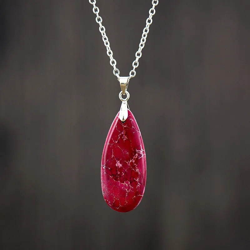 Jade water drop pendant necklace with 18K gold plating chain