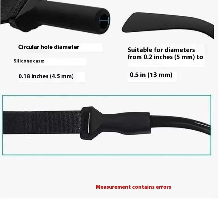Black adjustable glasses cord with silicone ends and anti-skid fibre rope for eyewear retention