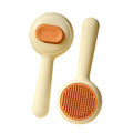 Stainless steel pet grooming brush with non-slip handle in green and yellow colour options for cats and dogs