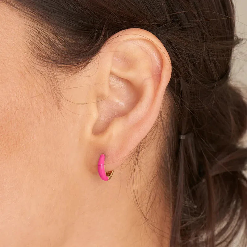 Geometric U-shaped epoxy oval earrings in a choice of seven colours on a silver needle copper base.