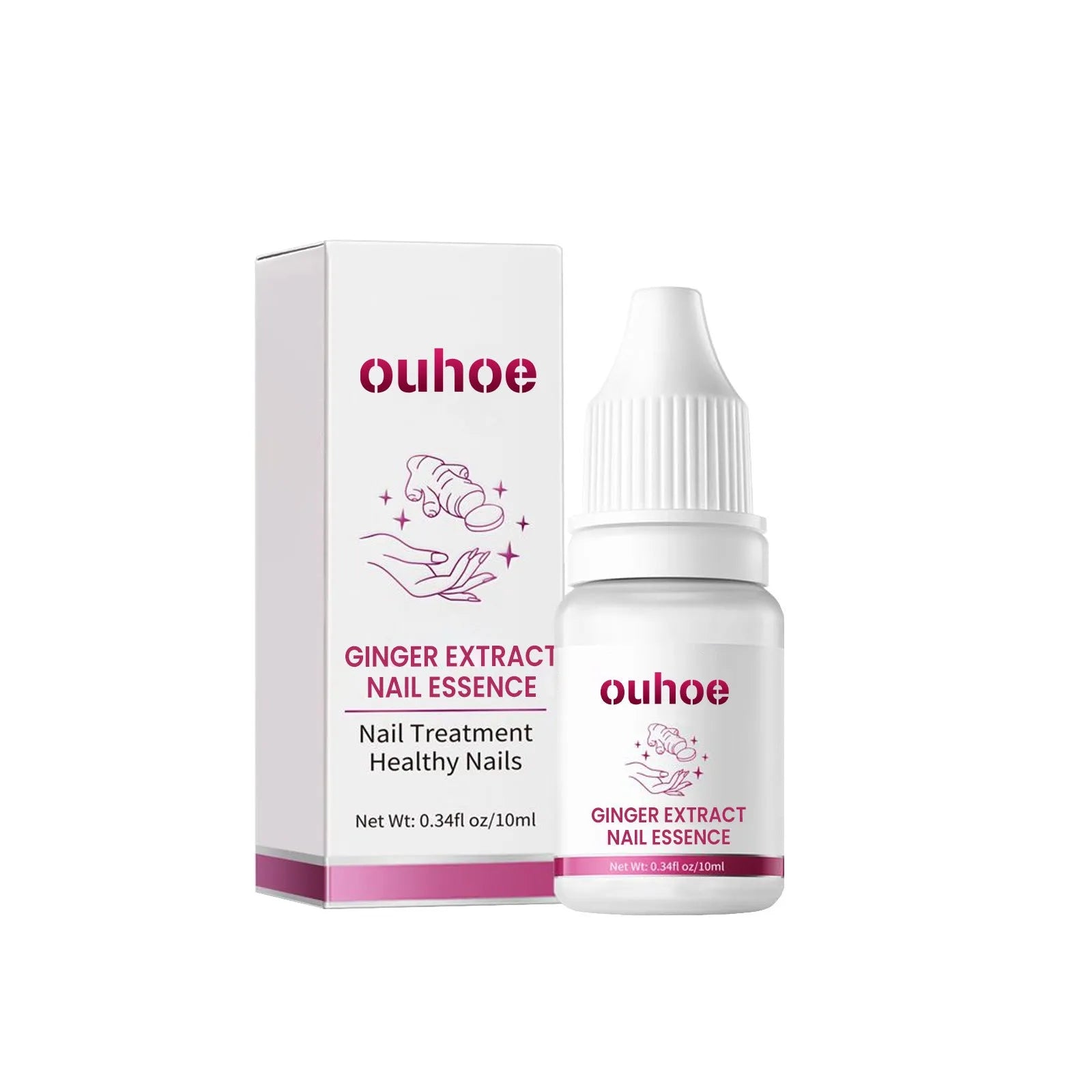 Ginger nail care essence 10ml bottle with dropper, showcasing clear liquid formula