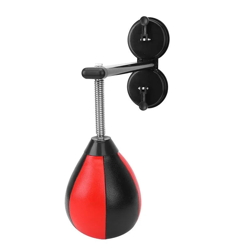 Pear-shaped boxing reaction ball with double suction cup mount and manual pump