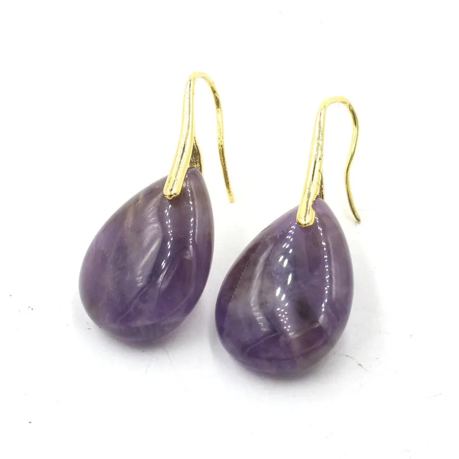 Geometric water droplet crystal earrings in multiple colour options with electroplated metal details