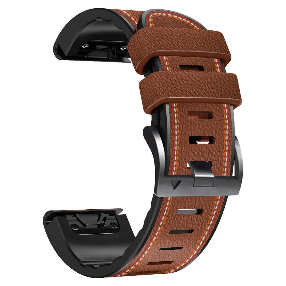 Silicone quick-release watchband for Garmin Fenix smartwatch in black, brown, light brown, or white