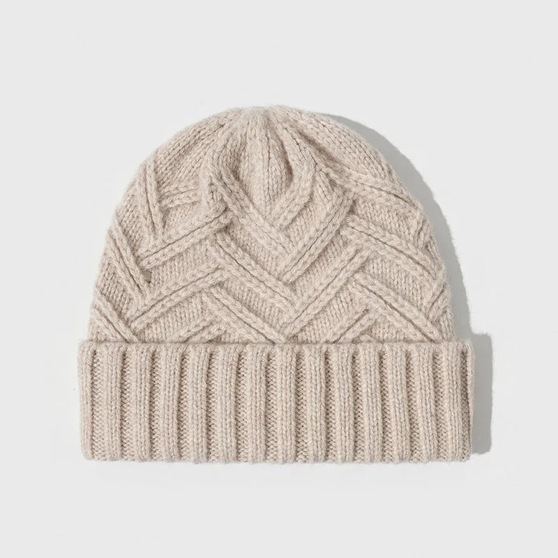 Wool women's knitted winter hat with dome crown in six colour options