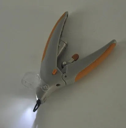 Dog nail clipper with red blood line indicator and LED light, ABS plastic construction