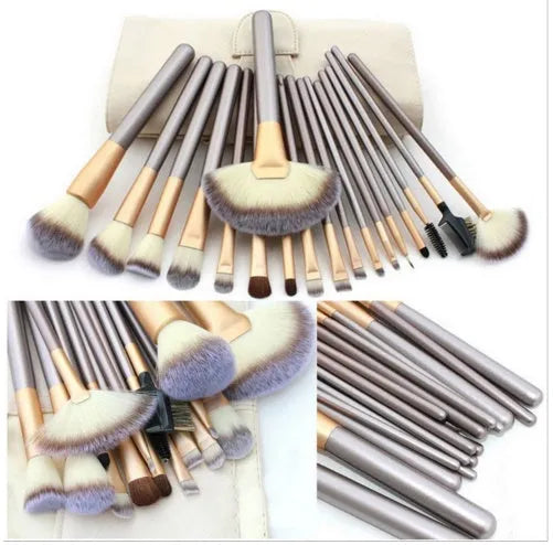 Persian make-up brush set with rice white bristles and champagne-colour handles in three quantity options