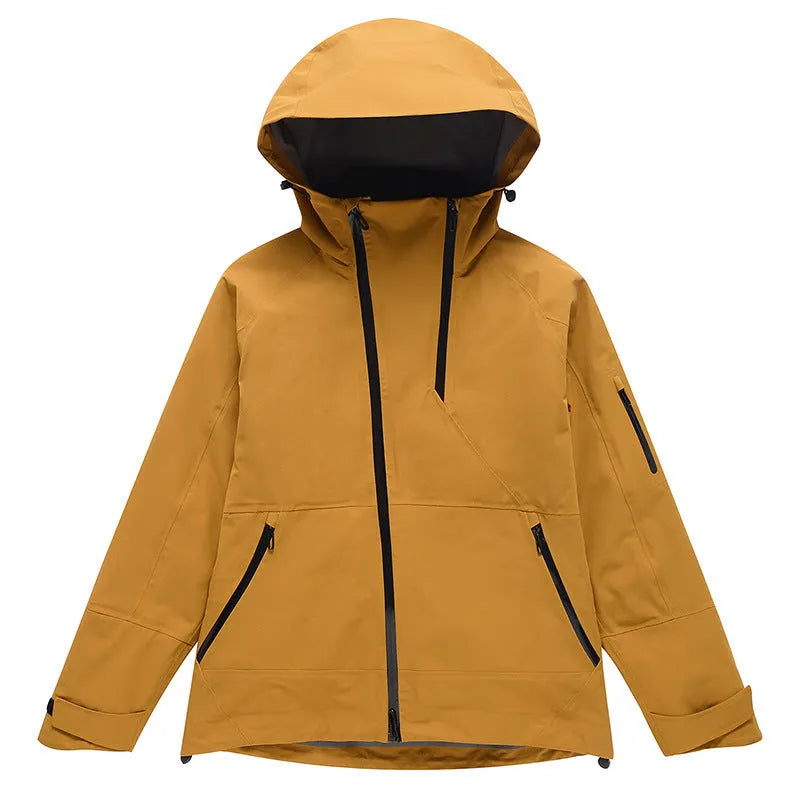 Unisex ski suit in windproof waterproof veneer fabric with double plate construction