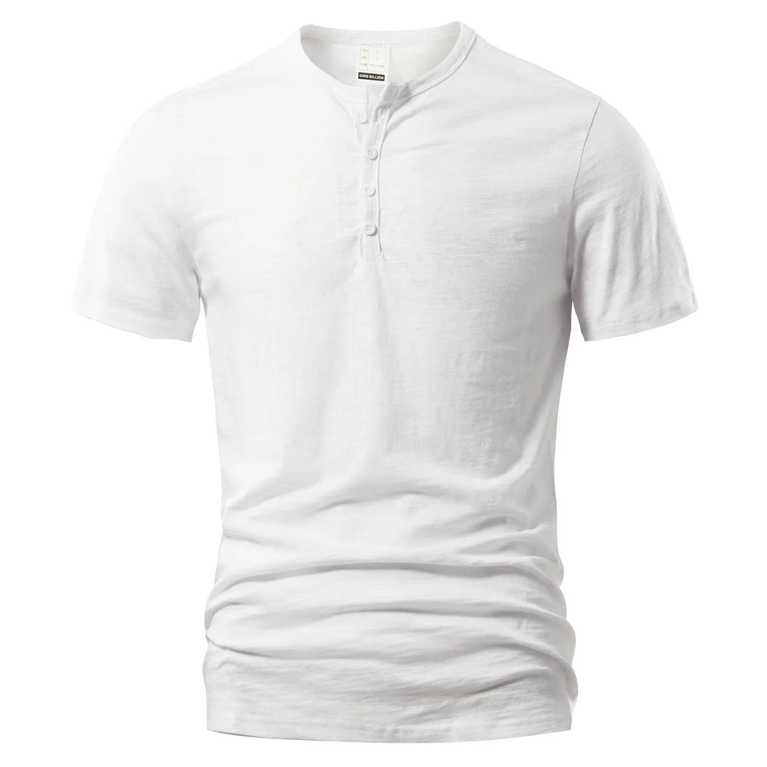 Men's solid colour slub cotton short sleeve T-shirt in British style casual design.