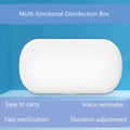 White ABS plastic wireless UV sterilizer box with disinfection chamber and wireless charging pad.