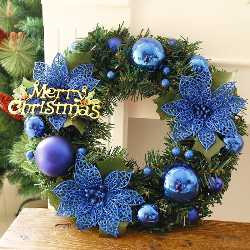 30cm multicolour plastic Christmas wreath for door decoration in six colour options