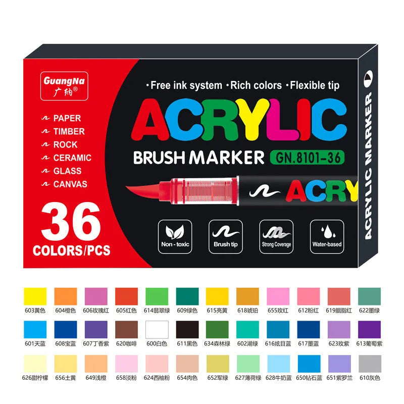 Set of straight liquid acrylic marker pens in multiple colours for art and graffiti.