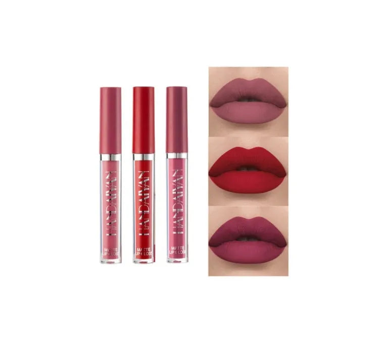 HANDAIYAN matte non-stick cup lip gloss liquid lipstick in 2.5ml size showing colour options