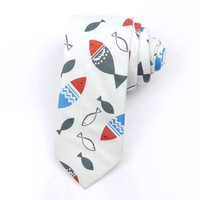 Korean style narrow men's cotton bow tie with a printed cartoon pattern, shown in colour GH21-01.
