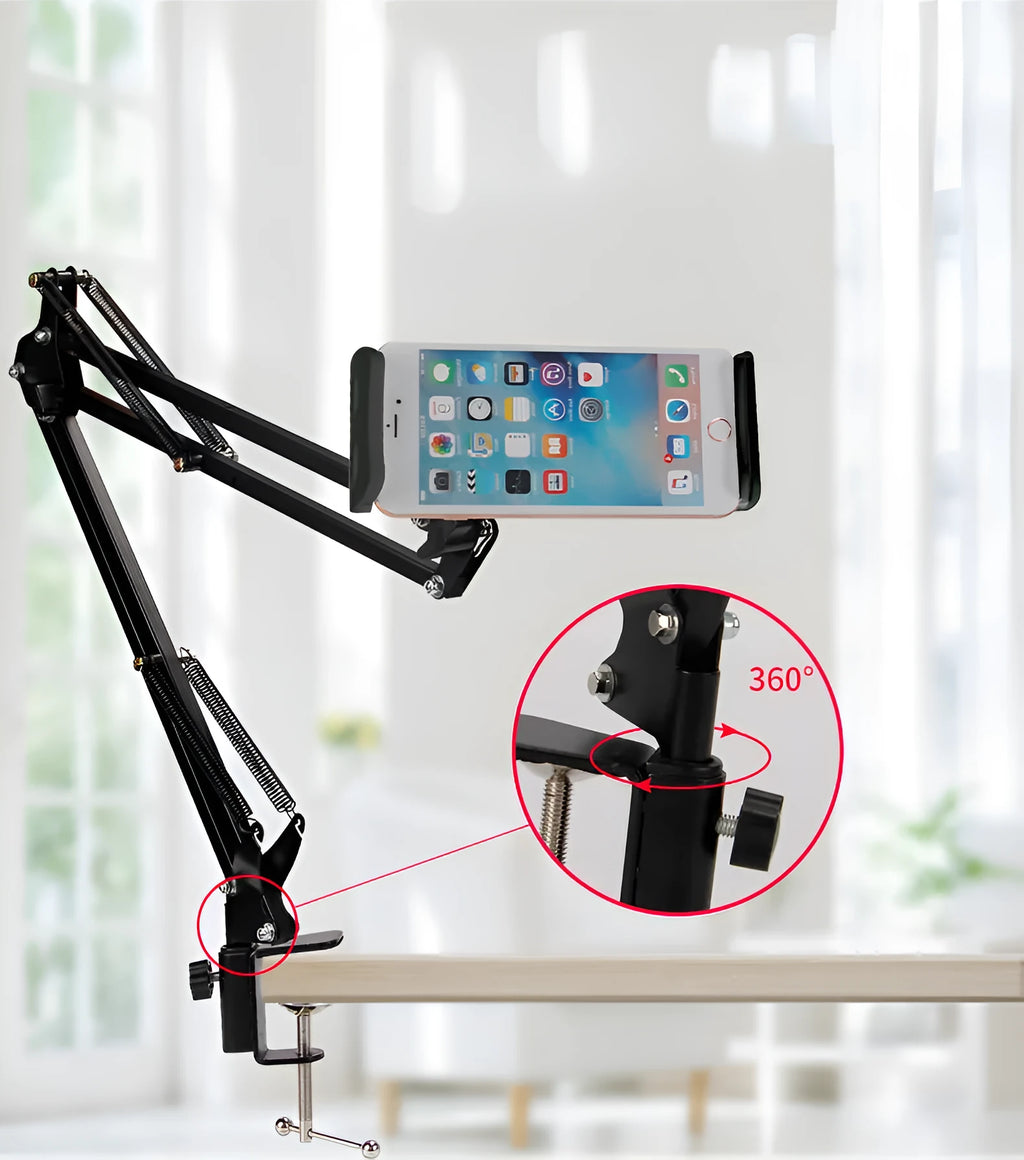 10cm black and white mobile phone tablet stand on flat surface
