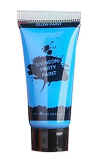 25ml hose tube of neon green face and body paint, labelled as safe and non-toxic gouache