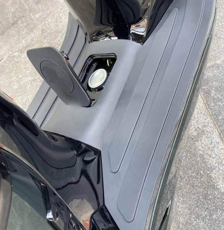3D rubber motorcycle front foot pad in black grey or bronze gold with optional tank port opening
