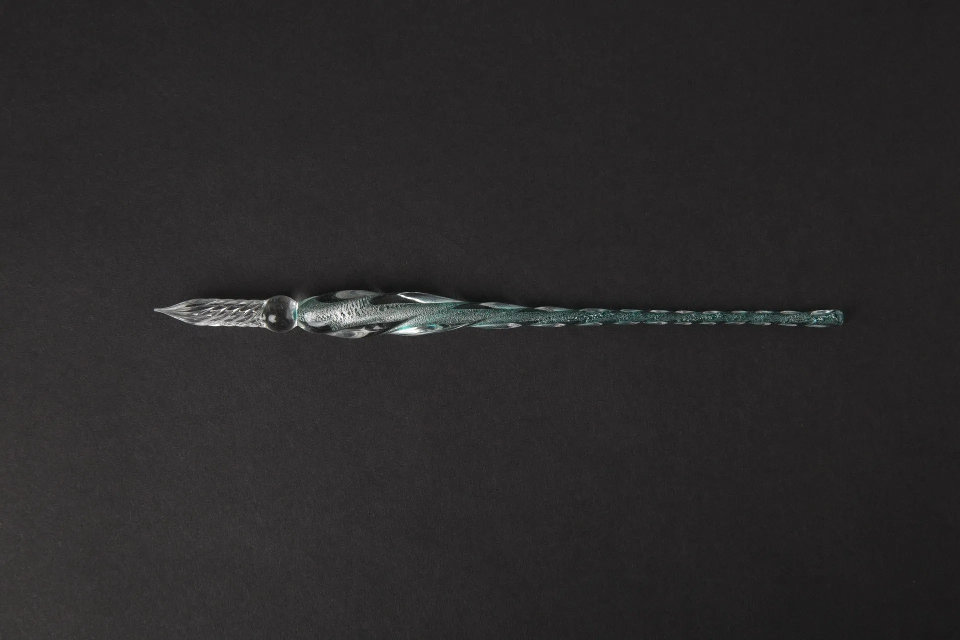 Transparent hand-blown glass crystal pen with coloured ink art effect in choice of 13 colours.