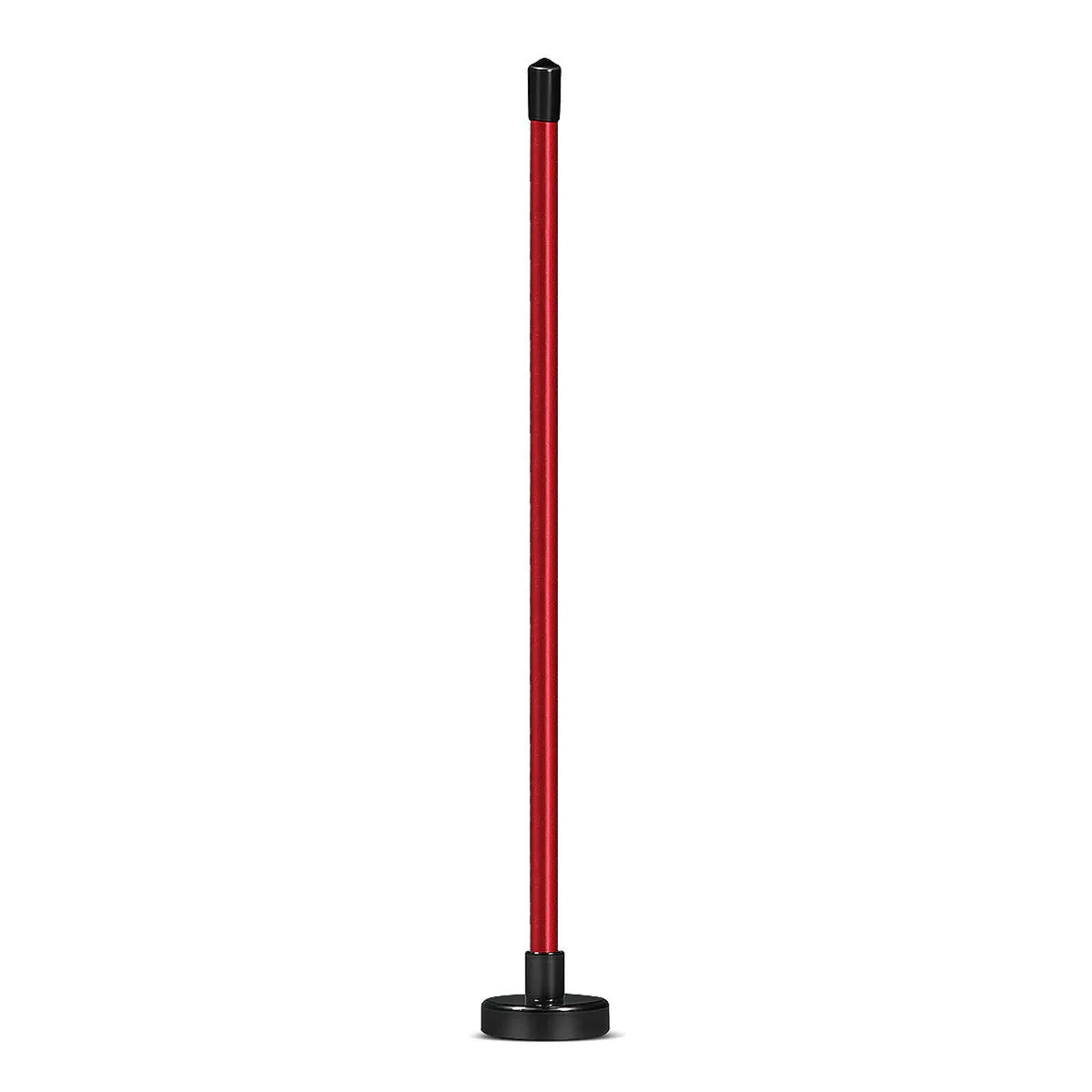 Red and blue magnetic golf swing alignment trainer on practice mat