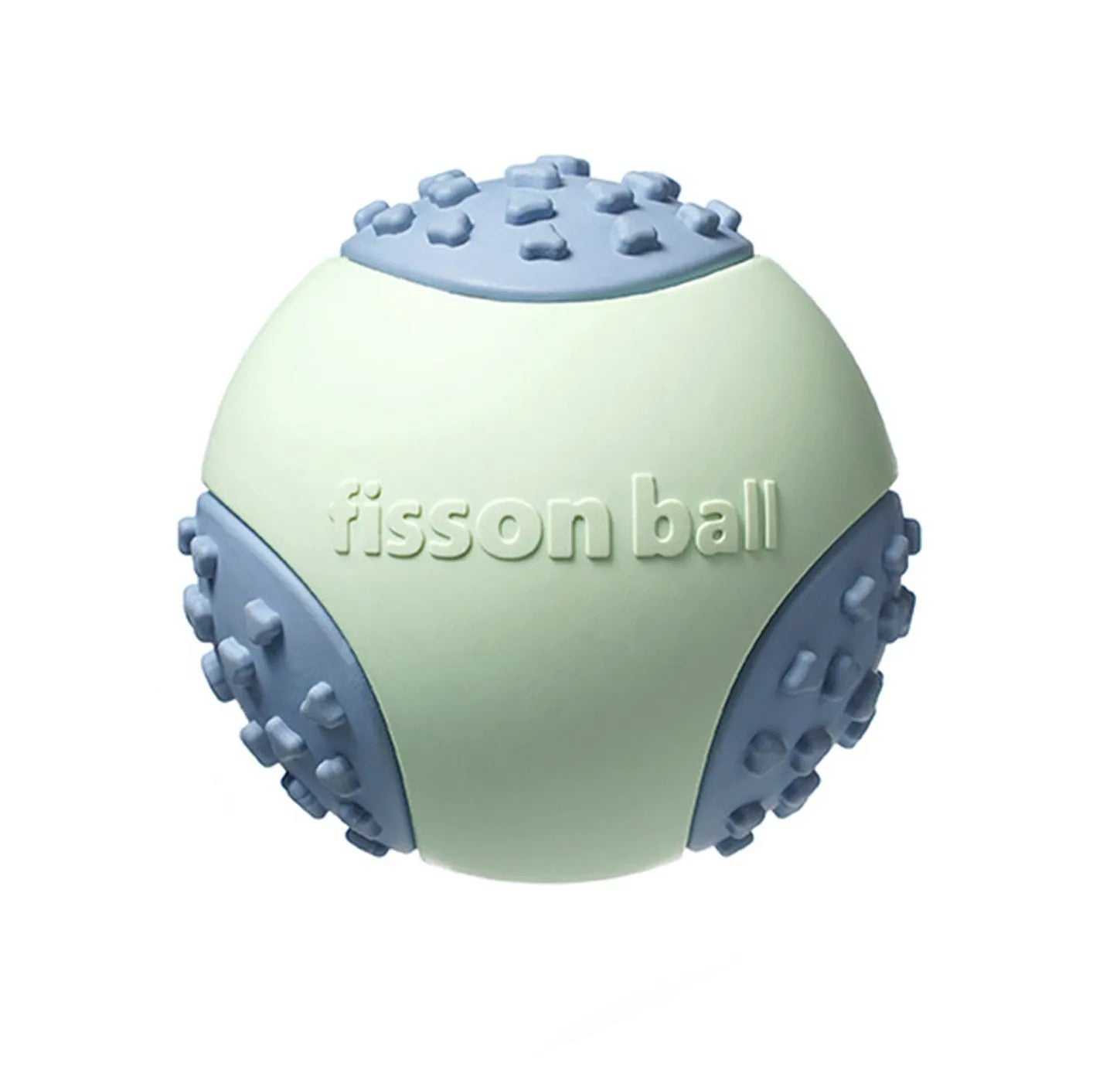 Green and pink rolling ball dog toy for small medium sized dogs