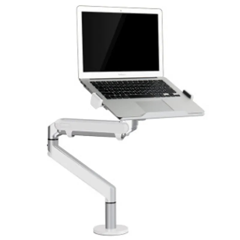 Silver aluminium alloy laptop arm bracket stand with hover design for adjustable height