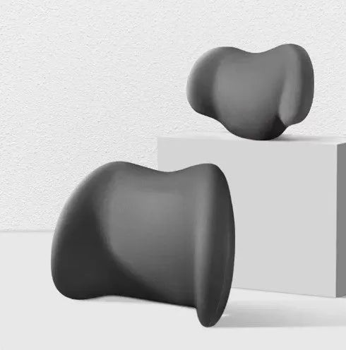 Memory cotton car headrest and waist cushion set in black, green, grey, or pink colours