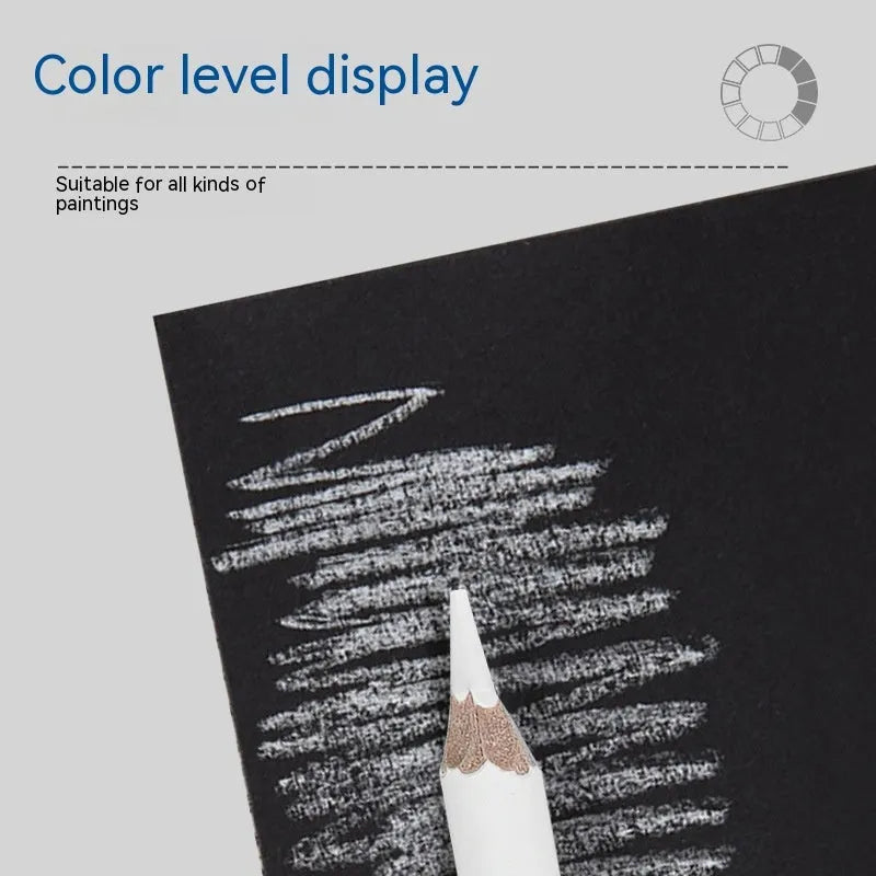 White charcoal pencils in wooden casing for drawing on dark paper with moderate hardness lead