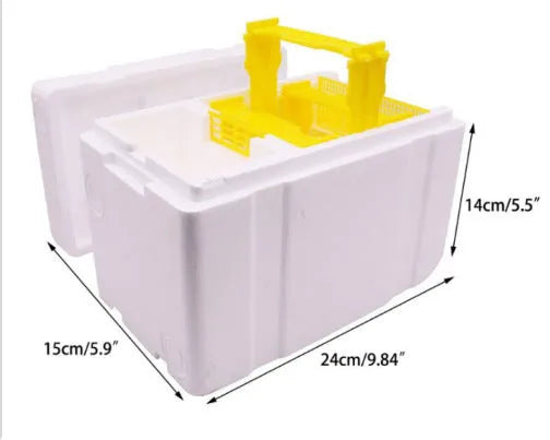 Three white EPS foam bee hive boxes for mating and breeding procedures