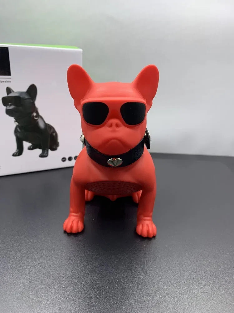 Mini full body bulldog Bluetooth speaker in black, red or white colour with wireless audio playback