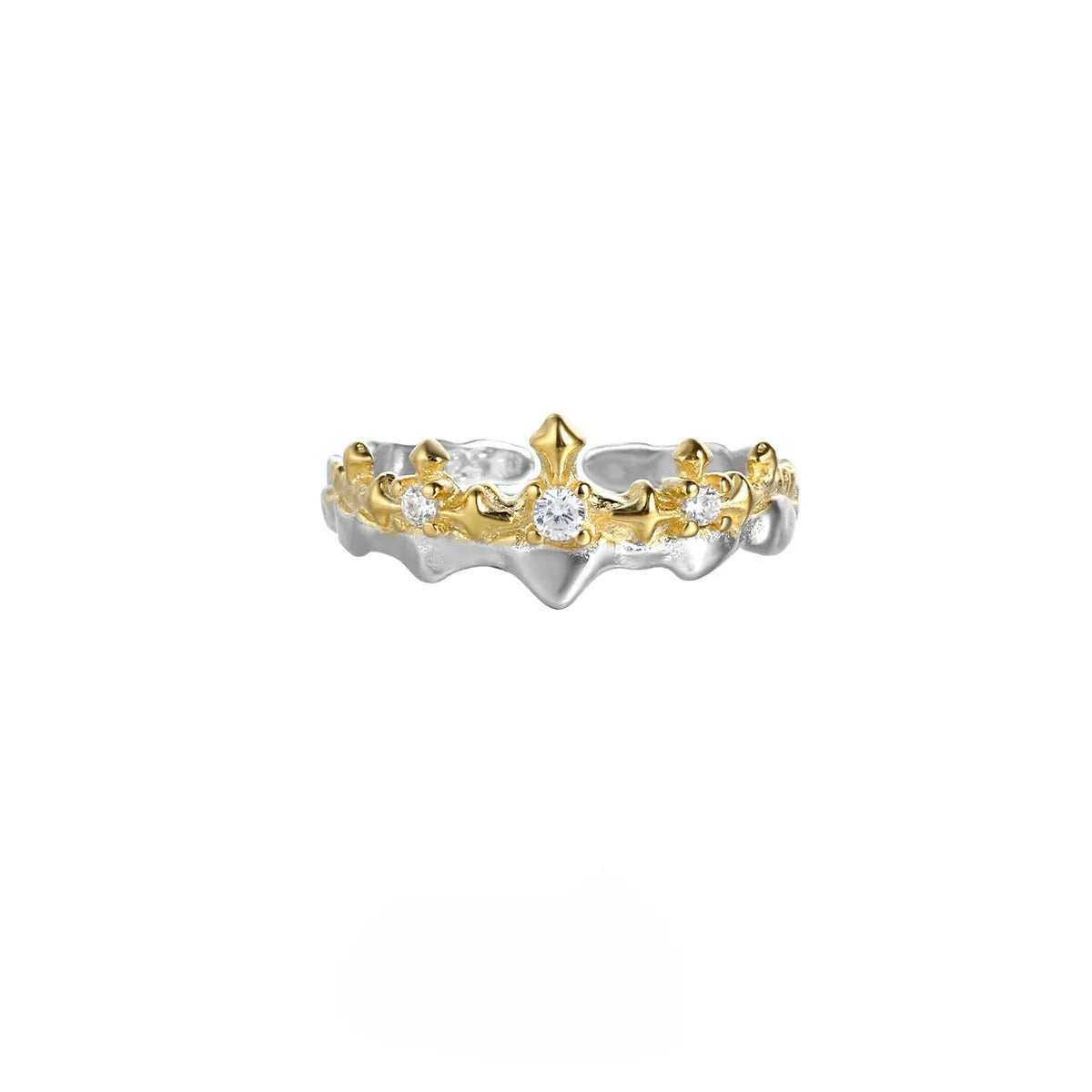 Princess Knight adjustable silver ring with electroplated white gold or black gold finish