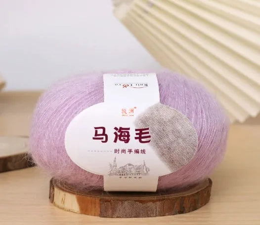Hand-woven mohair wool ball for DIY scarf knitting projects in multiple colour options