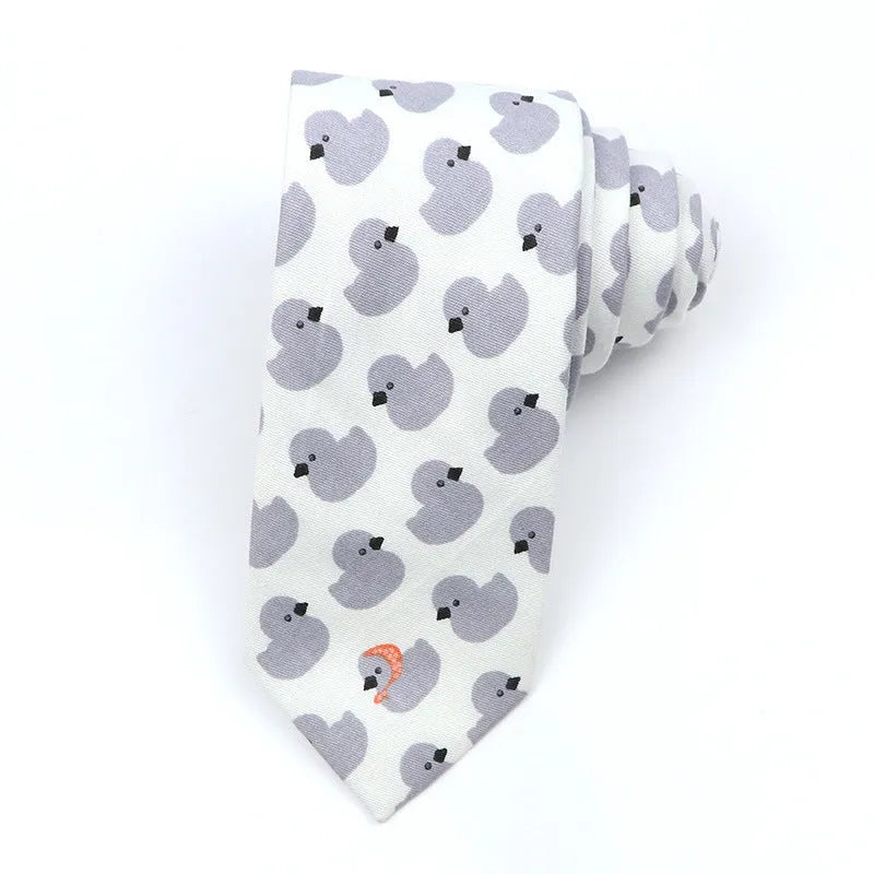 Korean style narrow men's cotton bow tie with a printed cartoon pattern, shown in colour GH21-01.