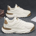Men's solid colour breathable mesh shoes with round toe, shown in black and white colour options.