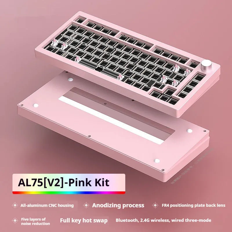 Heiji Snake aluminum mechanical keyboard kit with key puller and USB receiver on dark surface