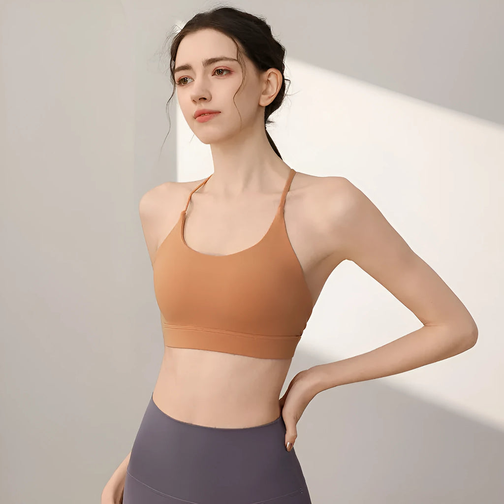 Women's high-strength nylon sports vest with fixed double-shoulder straps in five colour options