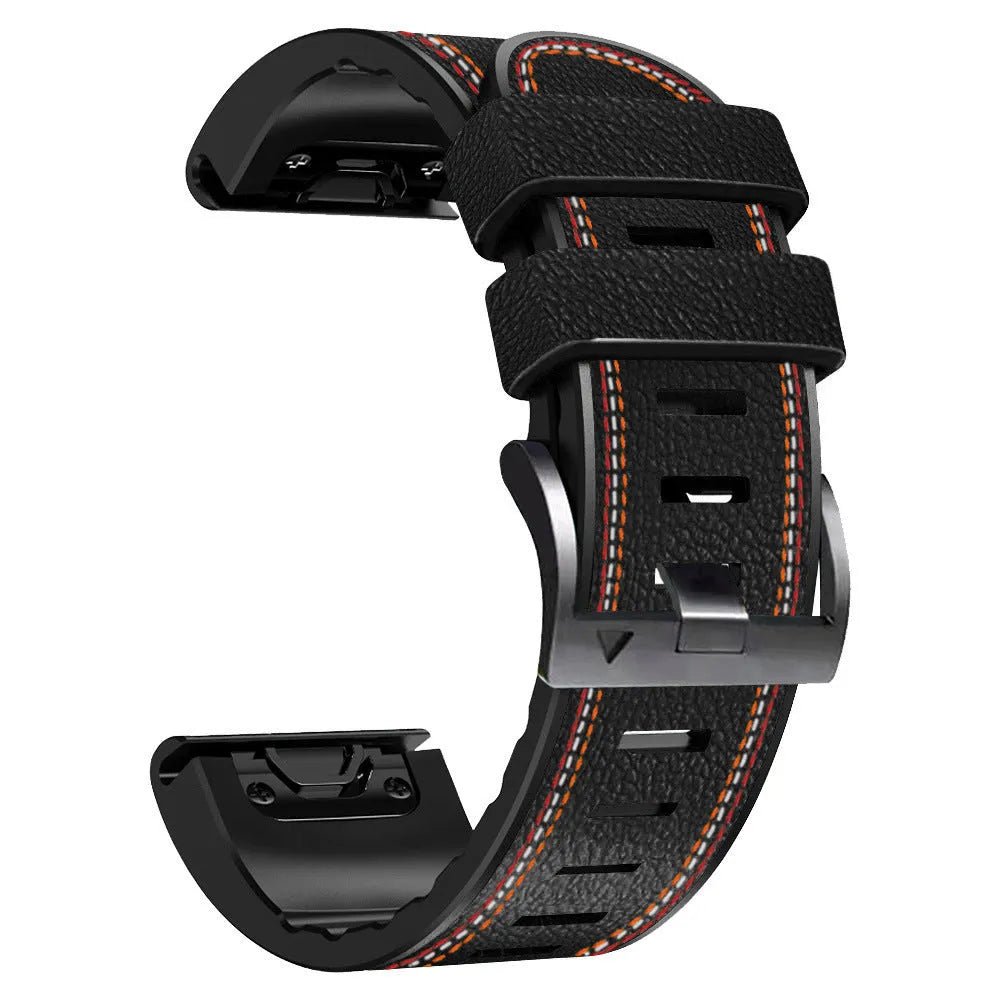 Silicone quick-release watchband for Garmin Fenix smartwatch in black, brown, light brown, or white