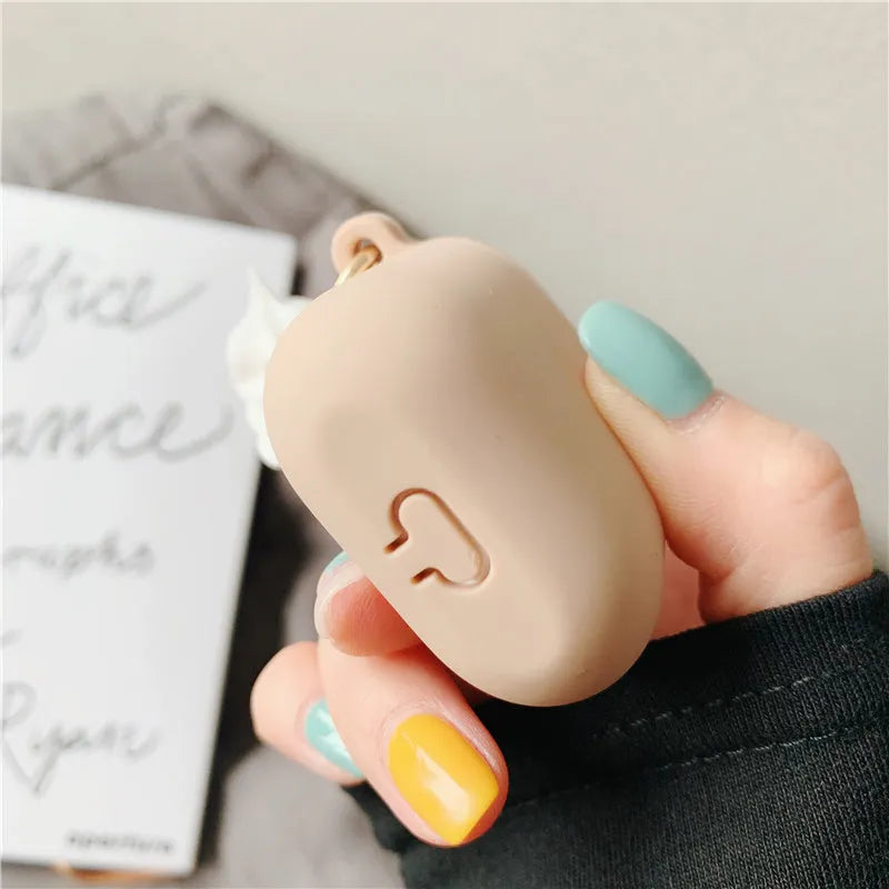 Colourful silicone protector case for Apple AirPods 2 with an ice cream cylinder swirl design.