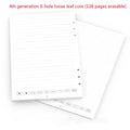 Loose spiral notebook refill pack showing Zodiac Forest Paper pages, ballpoint, pencil and plastic refills with metal cores