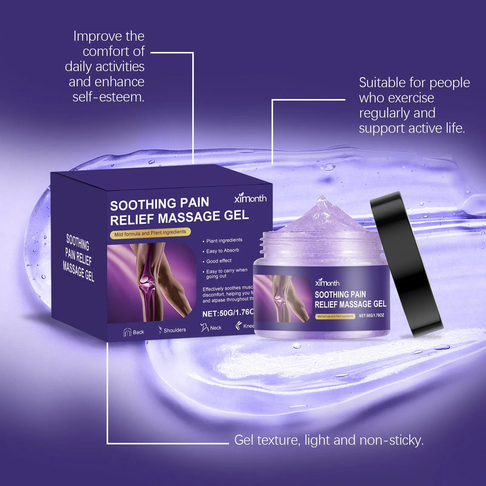 50g joint care gel tube for topical body application with universal skin compatibility