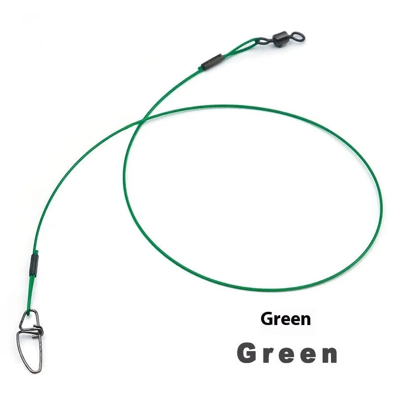54cm steel wire fishing accessories with double buckle pin in green, black or red colours
