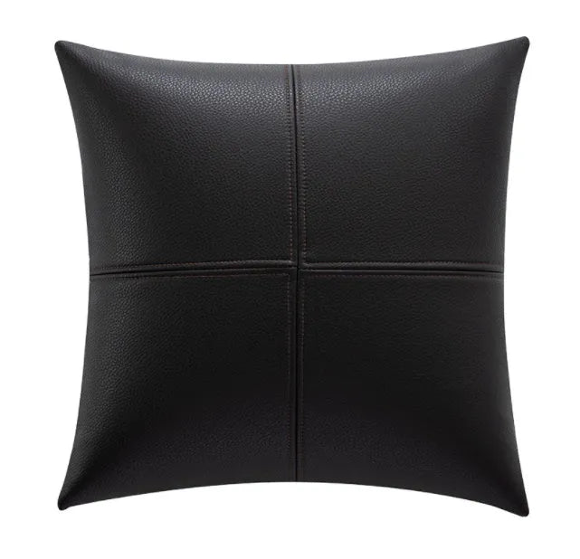 Soft cowhide leather pillow cover in solid colour with Nordic style design