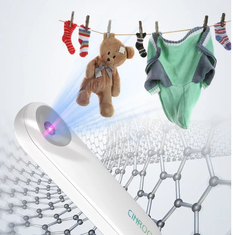 White portable ultraviolet sterilizer lamp showing compact size for handheld disinfection use