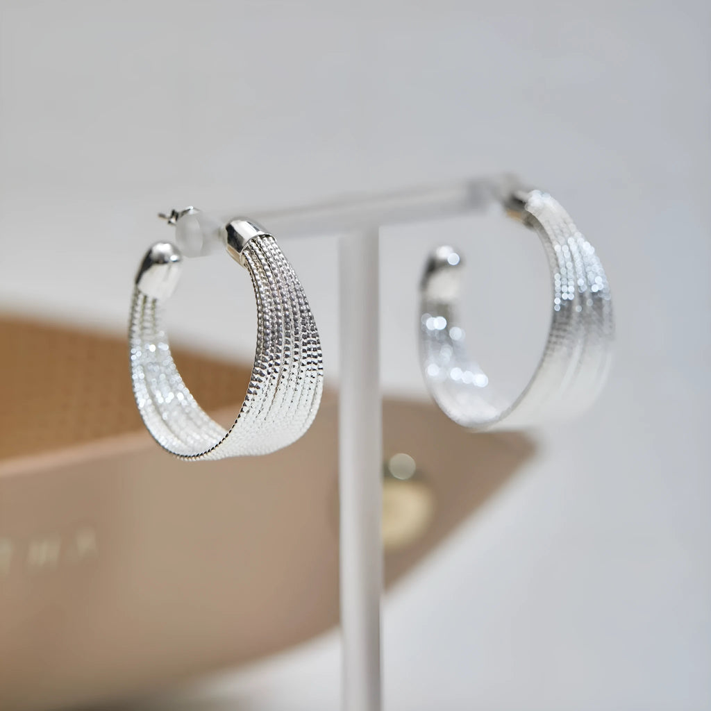 Multi-layer simple bracelet earrings geometric design silver gold electroplated copper earring set