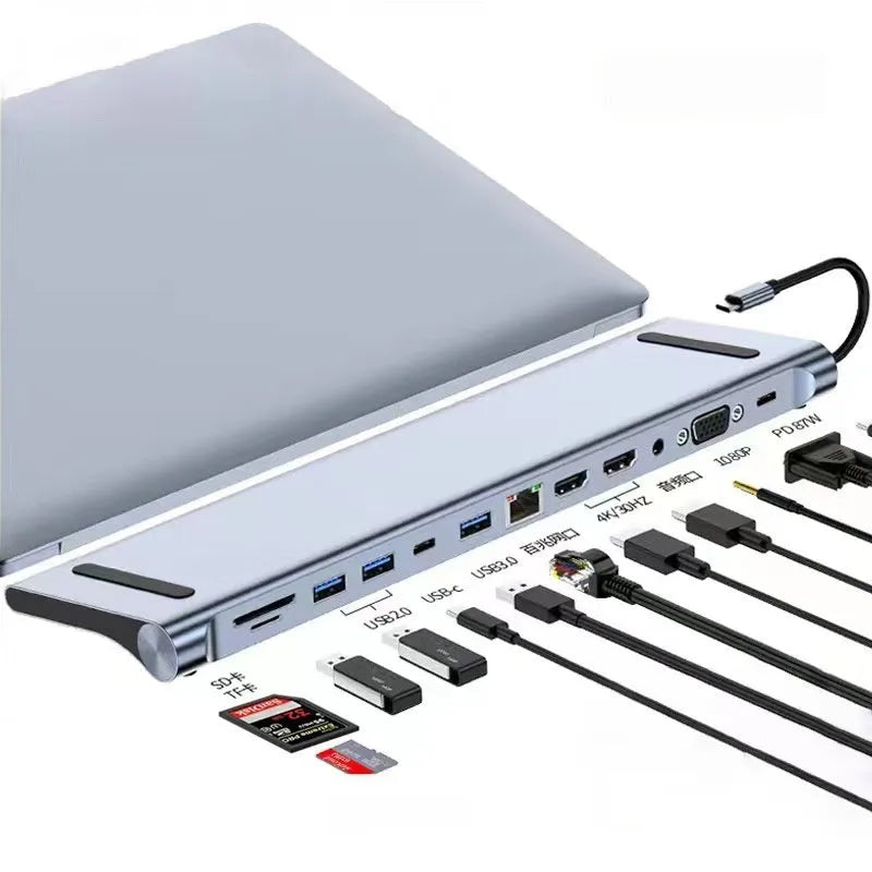 Type-C 7-in-1 expansion dock with HDMI port, USB 3.0 hub, and 15cm connecting cable