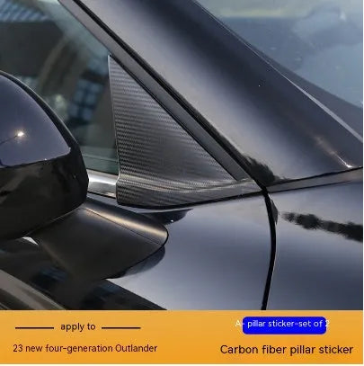 Pre-cut protective films for 23 Outlander window columns in carbon fibre and bright black finishes