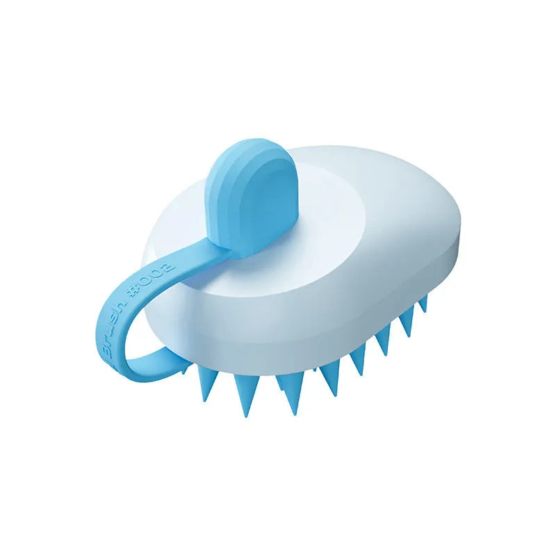 Silicone pets hair remover comb brush in dark blue, green, light blue, or white for dog and cat bath time grooming